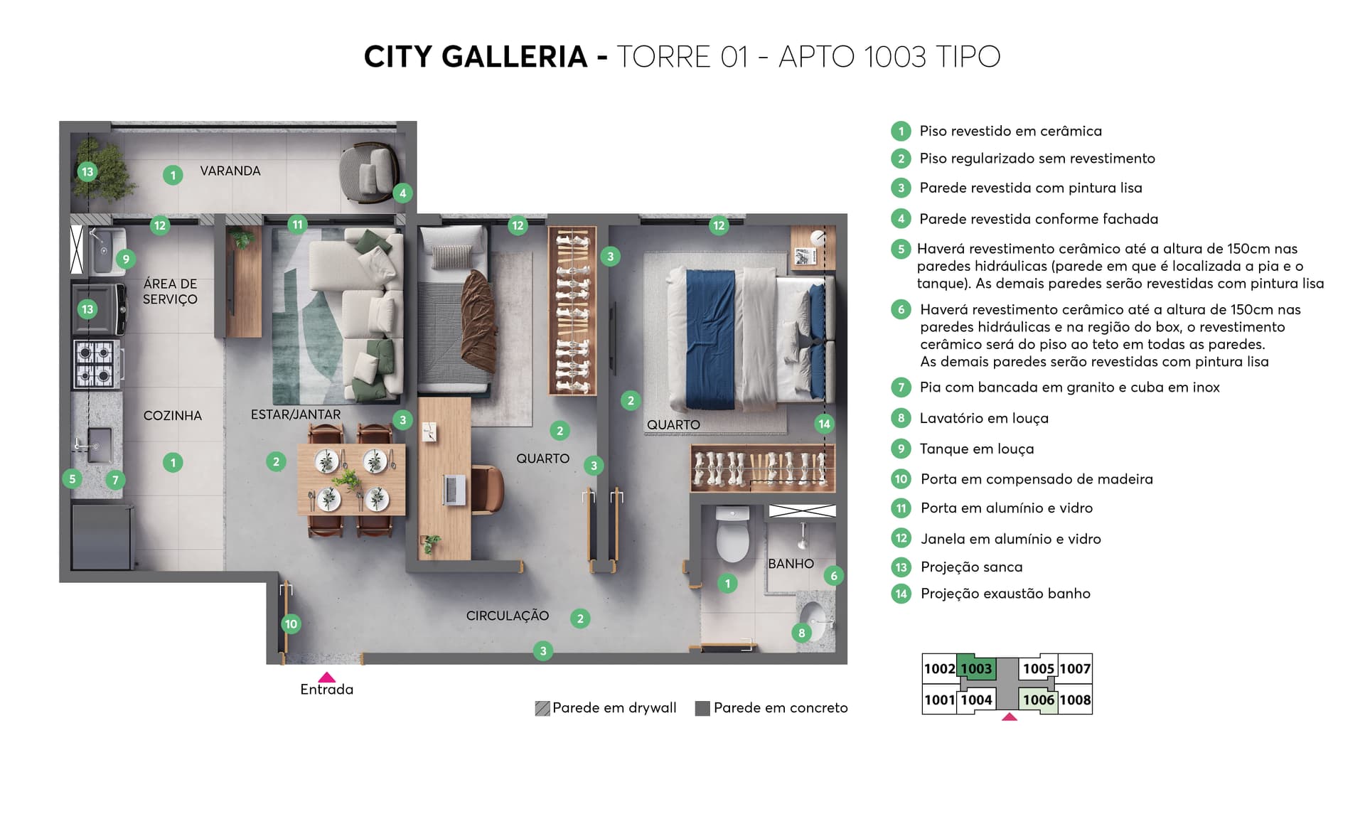 Planta apartamento tipo 1003